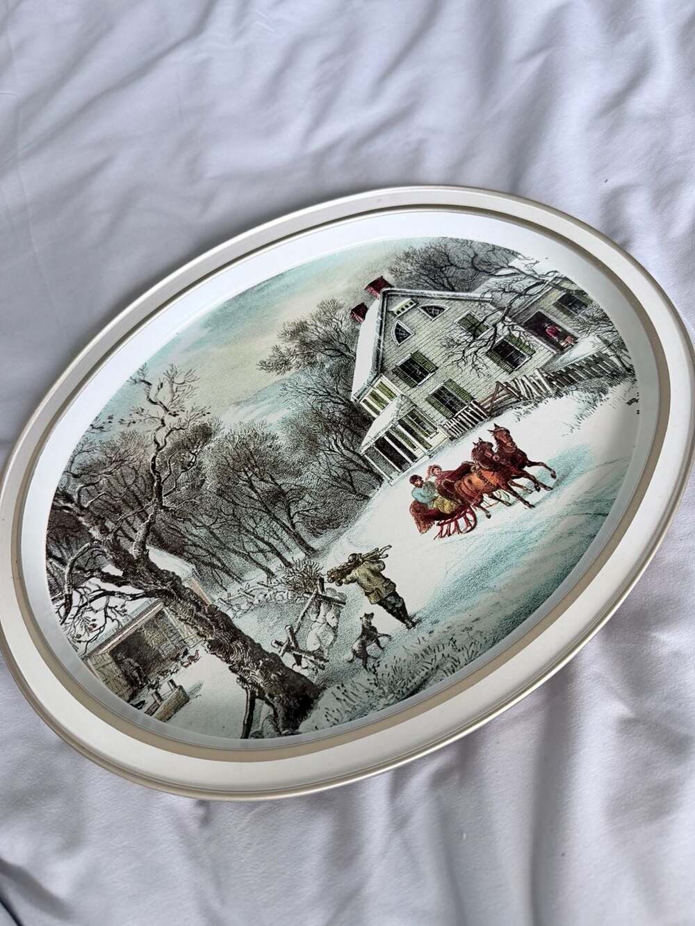 Currier And Ives The American Homestead Winter Serving Tray 14.5